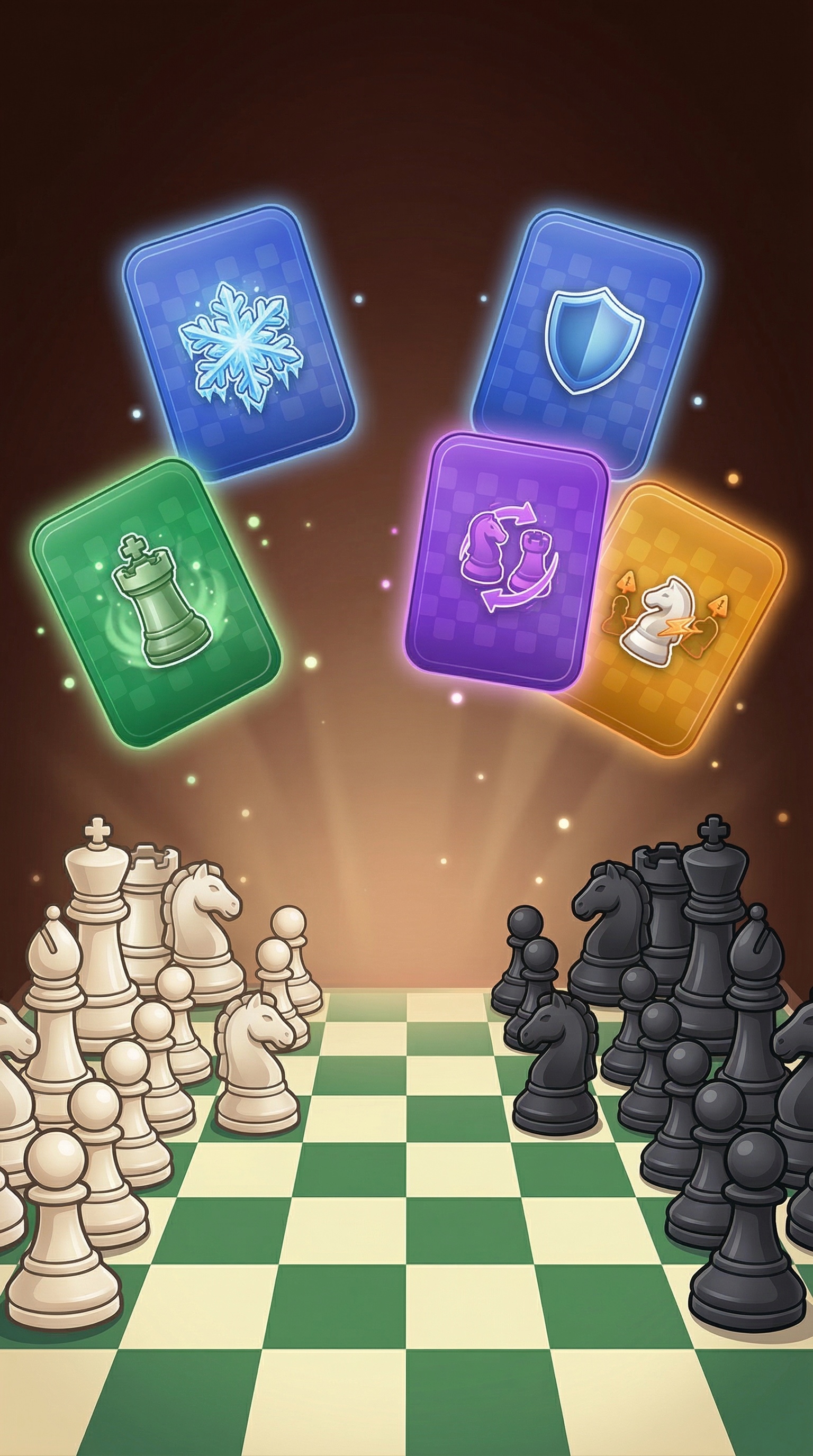 Chess Royale board with cards